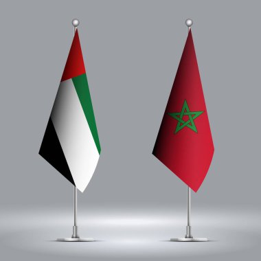 İki Ayakta Bayraklar Temsilcisi Fas 'a karşı BAE Üzerinde Bayraklar