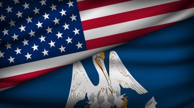 ABD 'nin iki bayrağı ve Louisiana Eyaleti' nin yüksek kalite geçmişi