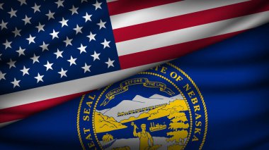 ABD 'nin İki Bayrağı ve Nebraska Eyaleti' nin yüksek kalite geçmişi