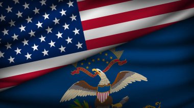 Amerika 'nın İki Bayrağı ve Kuzey Dakota Eyaleti' nin yüksek kalite geçmişi