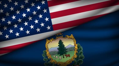 ABD 'nin iki bayrağı ve Vermont Eyaleti' nin yüksek kalite geçmişi