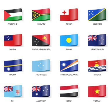 Karanlık Arkaplanda İzole Edilmiş Değişken Dalgalı Bayraklar