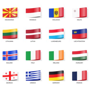 Karanlık Arkaplanda İzole Edilmiş Değişken Dalgalı Bayraklar