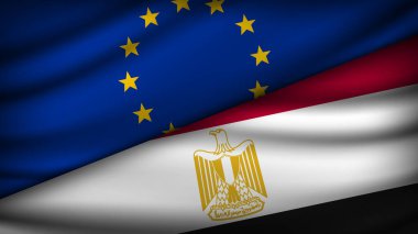 Avrupa Birliği ve Mısır 'ın İki Bayrağı ile Yüksek Kalite arkaplan