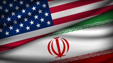 ABD ve İran 'ın İki Bayrağı ile Yüksek Kalite