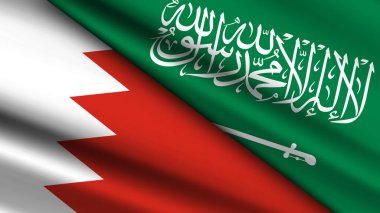 High Quality background with Two Flags of Saudi Arabia and bahrain