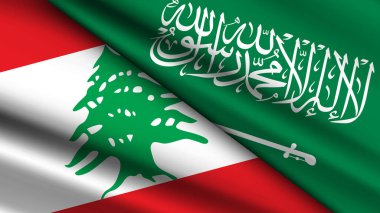 Suudi Arabistan ve Lübnan 'ın İki Bayrağı ile Yüksek Kalite