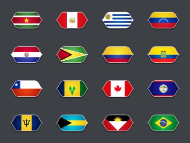 Koyu Arkaplanda İzole Edilmiş Çeşitli Bayraklar