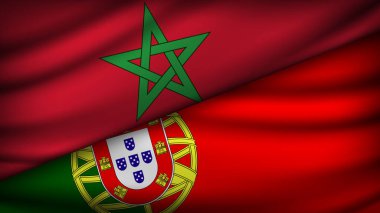 Fas ve Portekiz 'in İki Bayraklı Yüksek Kaliteli Geçmişi