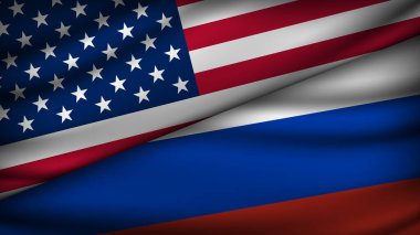 ABD ve Rusya 'nın İki Bayrağı ile Yüksek Kalite
