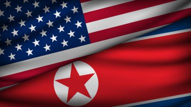 ABD ve Kuzey Kore 'nin İki Bayrağı ile Yüksek Kalite