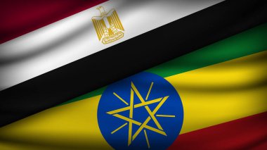 Mısır 'ın İki Bayrağı ve Etiyopya' nın Yüksek Kalite Arkaplanı
