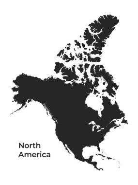Kuzey Amerika Kıtasının Vektör Resimleme Haritası