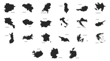 Varyant Ülkelerinin basitleştirilmiş haritaları ile vektör illüstrasyonu