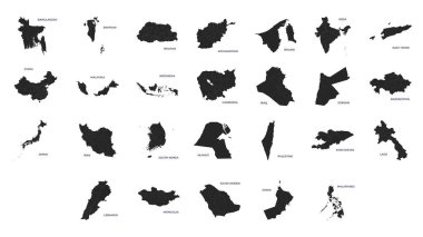 Varyant Ülkelerinin basitleştirilmiş haritaları ile vektör illüstrasyonu