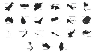Varyant Ülkelerinin basitleştirilmiş haritaları ile vektör illüstrasyonu