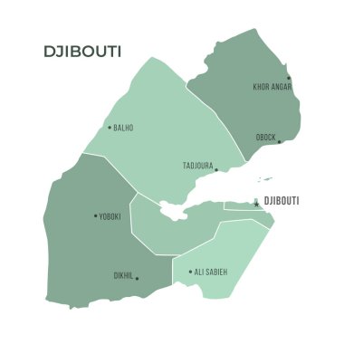 DJIBOUTI 'nin Sınır ve Meşhur Şehirleri Haritası
