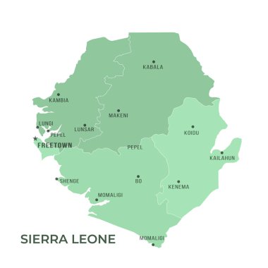 Sınırları ve ünlü şehirleri olan SIERRA LEone Haritası