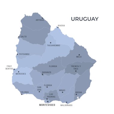 Sınır ve Meşhur Şehirlerle İlgili Uruguay Haritası