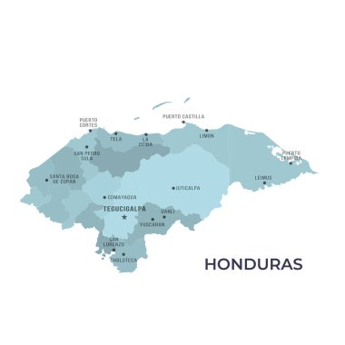 HONDURAS 'nin Sınır ve Meşhur Şehirleri Haritası
