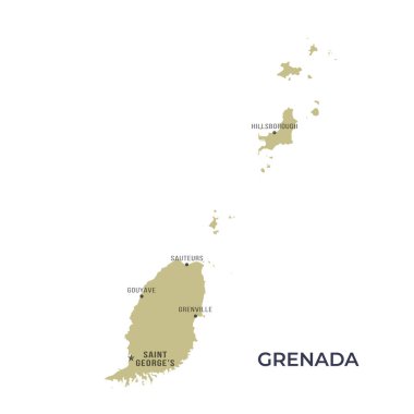GRENADA 'nın Sınır ve Meşhur Şehirleri Haritası