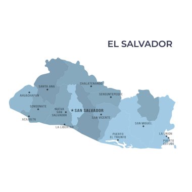 EL SALVADOR 'un Sınır ve Meşhur Şehirleri Haritası