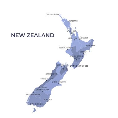 YENİ ZEALAND Haritası Sınırlar ve Ünlü Şehirler