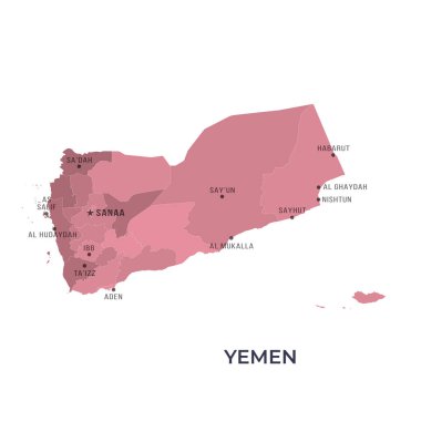 YEmen 'in Sınır ve Meşhur Şehirleri Haritası