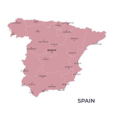 Sınırları ve Meşhur Şehirleri olan İspanya Haritası