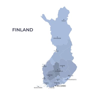 Sınır ve Ünlü Şehirlerle İlgili FINLAND Haritası