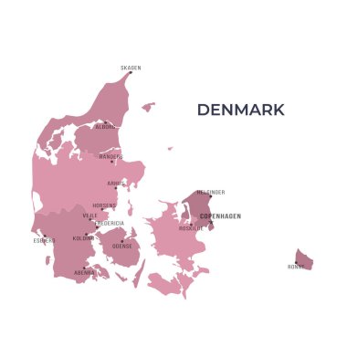 DENMARK 'ın Sınır ve Meşhur Şehirleri Haritası
