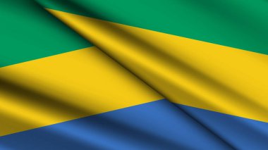 GABON 'un Ulusal Arkaplanda İki Dalgalı Bayrak