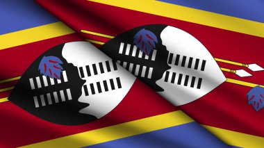 SWAZILAND 'ın Ulusal Arkaplanda İki Dalgalı Bayrak