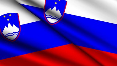 SLOVENIA Ulusal Arkaplanda İki Dalgalı Bayraklar