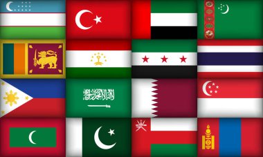 Çeşitli Bölgelerden Geniş Çeşitli ve Eşsiz Bayraklar Koleksiyonu