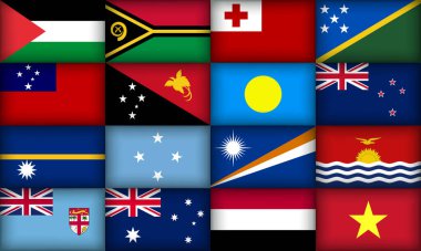 Çeşitli Bölgelerden Geniş Çeşitli ve Eşsiz Bayraklar Koleksiyonu