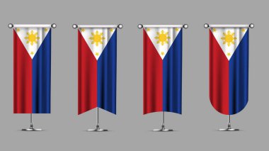 FİLİPPİNES Bayraklarının Birleştirildiği Dikey Sancaklar Koleksiyonu