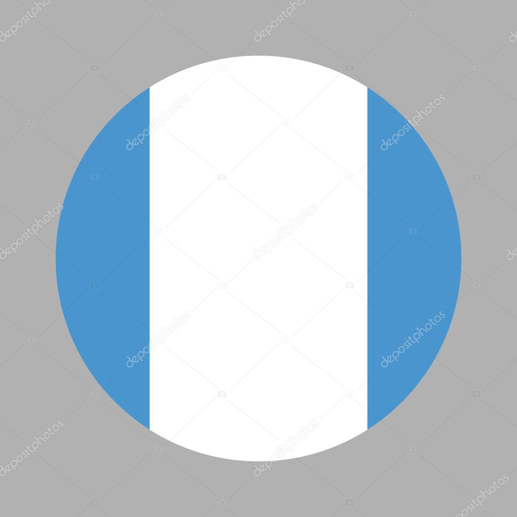 Flag of Guatemala circle icon. Civil flag of Guatemala rounded. Guatemala flag button.