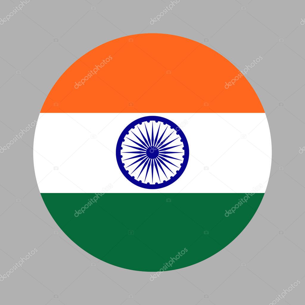 India flag. Circle flag of India badge. National flag of India round sign, symbol.