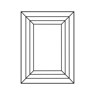 Baguette diamond cut shape. Design diagram. Rectangular diamond top view isolated on white background. Baguette brilliant cut. Gemstone outline icon for jewellery design, branding, packaging, logo.