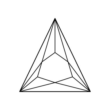Üçgen elmas biçimli. Tasarım şeması. Trilyon parlak kesim modeli. Elmas manzaralı. Mücevher tasarımı, markalaşma, ambalaj, logoti, dijital grafik için Gemstone üçgeni ana hatları simgesi.