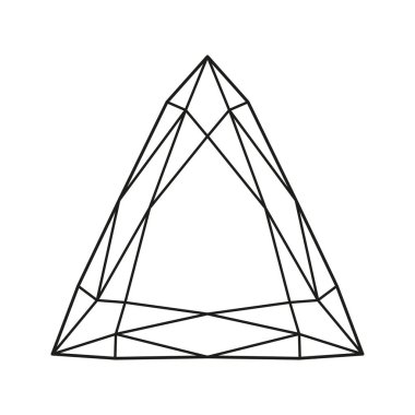 Elmas Trilyon biçimli. Elmas manzaralı. Mücevher tasarımı, markalaşma, ambalaj, logo için Gemstone taslak ikonu. Üçgen parlak düz kesim deseni. Bir beyaz üzerinde izole edilmiş basit bir diyagram tasarla.
