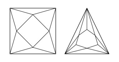 Prenses 'te elmas, Trilyon biçimli. Gemstone mücevher tasarımı, markalaşma, ambalaj, minimalist logoti için düz bir simge. Parlak Trilyon Üçgen, Prenses Kare Şablonu.
