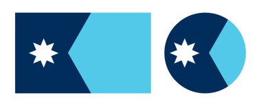 Minnesota yuvarlak, dikdörtgen bayraklar dizilmiş. Minnesota bayrak sembolü. Düğme, pankart, rozet, simge, ABD bayrağı daire şeklinde işaret, dikdörtgen şekiller.