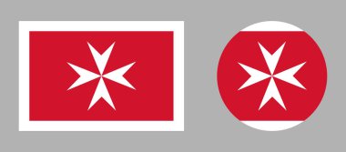 Malta sivil bayrağı asteğmeni. Malta bayrağı yuvarlak, dikdörtgen simgeler. Malta bayrak dairesi, dikdörtgen rozet, arkaplan.