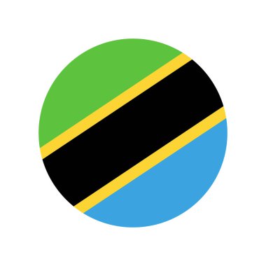 Tanzanya bayrak dairesi rozeti. Tanzanya bayrağı ikonu. Tanzanya düğmesinin yuvarlak bayrağı, çıkartma.