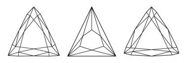 Elmas Trilyon, üçgen kesimli şekil simgeleri. Elmas manzaralı. Gemstone mücevher tasarımı, markalaşma, ambalaj, logo örneklerini özetliyor. Üçgen 'in mükemmel kesim şekilleri. Basit diyagram tasarla.