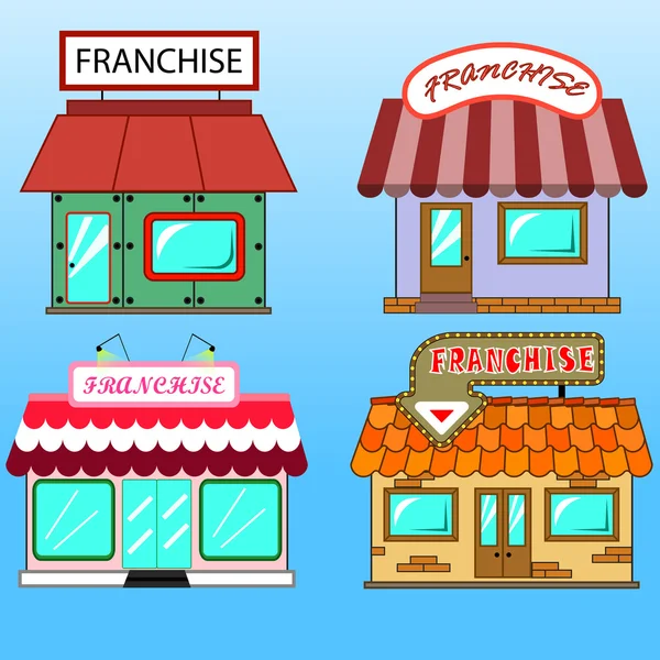 Four franchise buildings. — Stock Vector