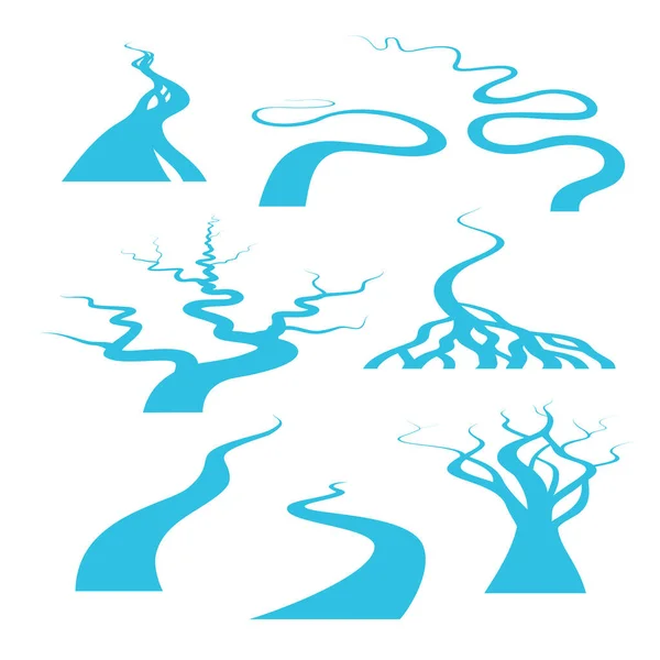 Меандровые Русла Рек Перспективе Колеблющаяся Река Изгиб Потока Ручья Различные Стоковая Иллюстрация