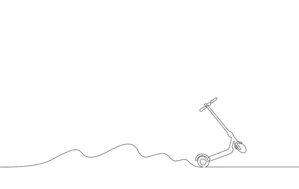 電動スクーター連続線ベクトル図 人気の近代的な個人都市電気輸送 マイクロモビリティの概念のシングルライン図面に乗る ロイヤリティフリーのストックイラスト